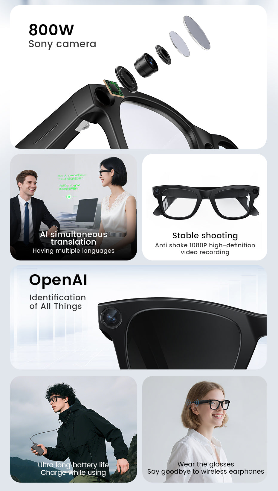 [GOLD] CyanVue AI Smart Glasses – 8MP Camera Glasses with Music & Call Features