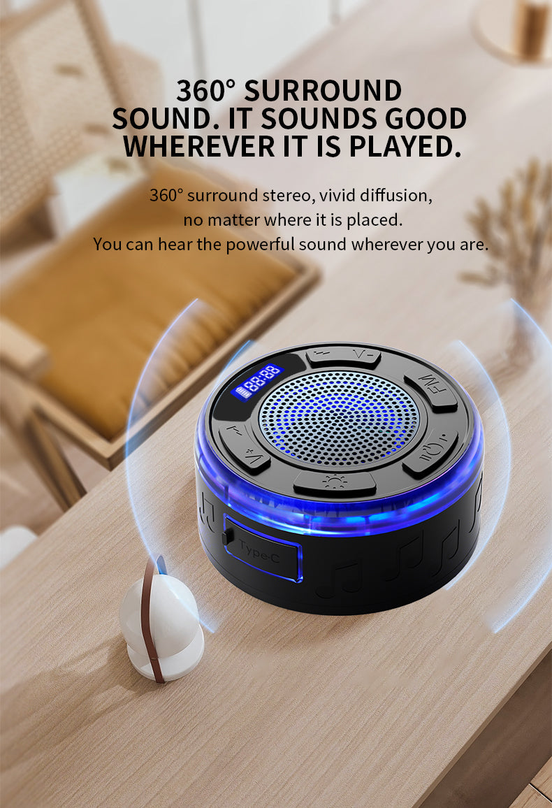 [GOLD] Aquro S3 Ultra – IPX7 Waterproof Shower Speaker with RGB Light & LED Display