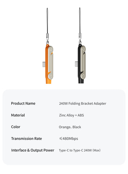 [GOLD] Basemo 2-in-1 240W Charging Cable with Hidden Phone Stand