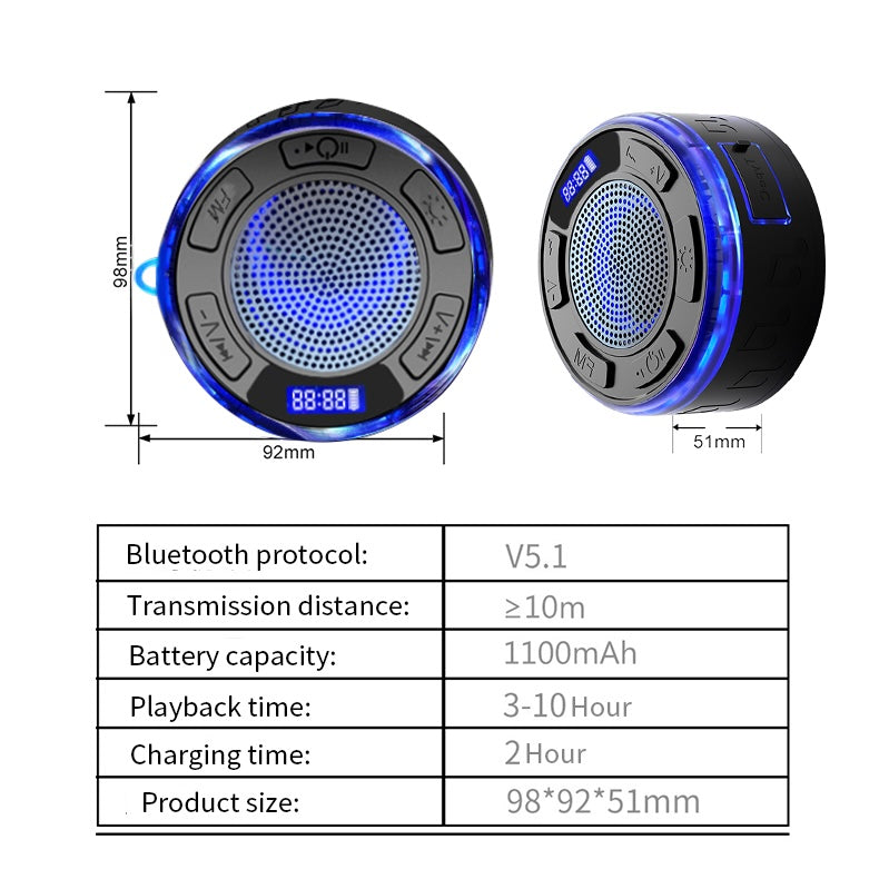 [GOLD] Aquro S3 Ultra – IPX7 Waterproof Shower Speaker with RGB Light & LED Display