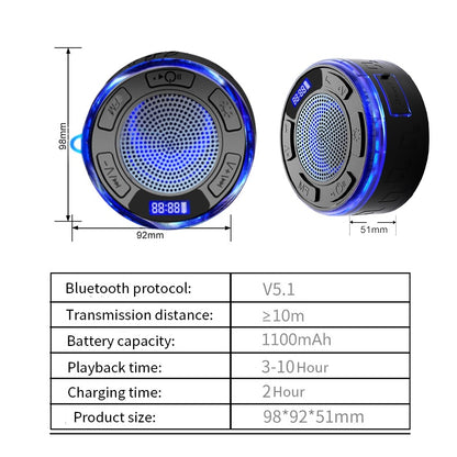 [GOLD] Aquro S3 Ultra – IPX7 Waterproof Shower Speaker with RGB Light & LED Display