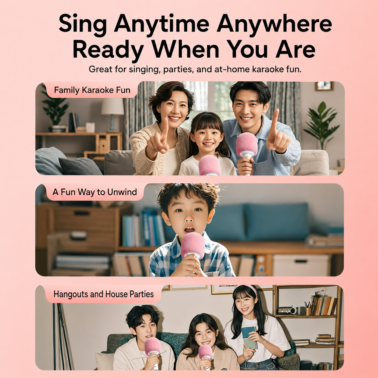 [GOLD] SOAIY All-in-One Bluetooth Karaoke Microphone with Built-In Speaker