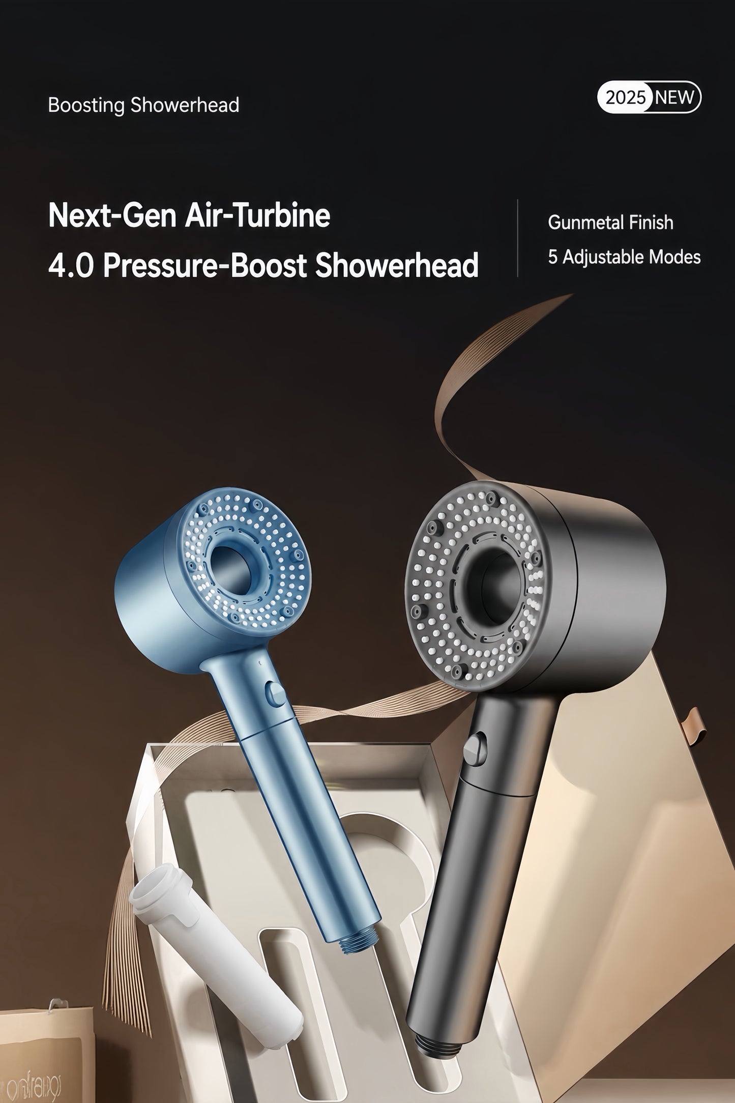 [GOLD] TurboFlow 5-Mode Filtered Showerhead with 5 Filter Cartridges