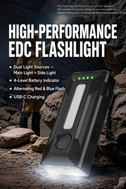[GOLD] High-Performance Clip-On EDC Flashlight with Magnetic Base