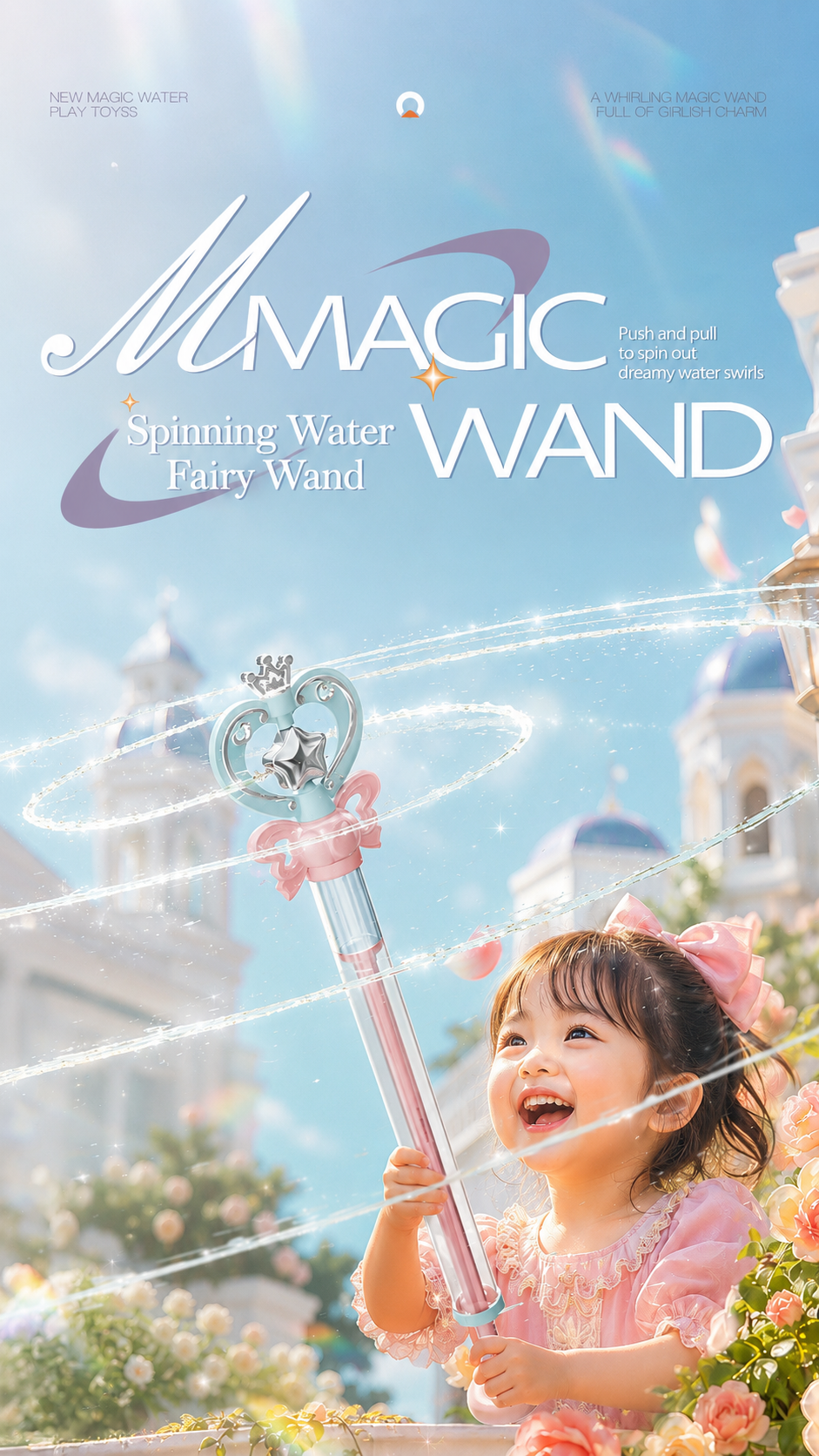 [GOLD] 2 PCs Fairy Wand Water Squirter – Spinning Spray & Straight Stream Modes