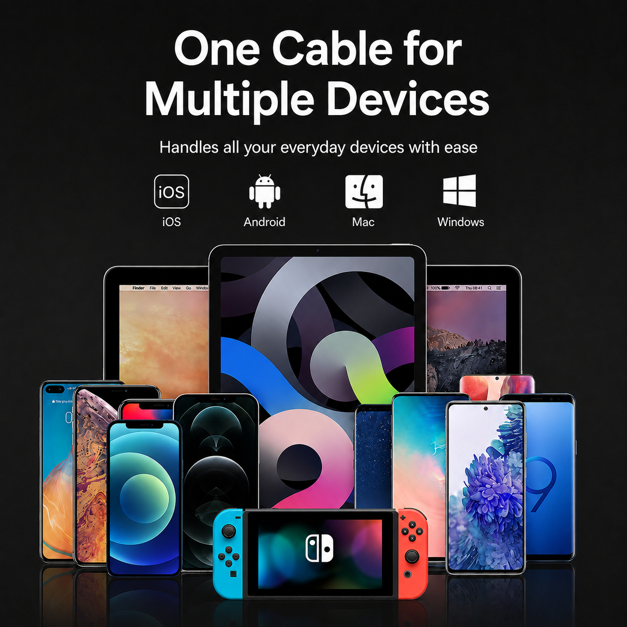 [GOLD #154-Ep.438] 4-in-1 240W Self-Coiling 6.6 ft Fast Charging & Data Cable