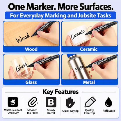 [GOLD #160.Ep446] 9-Pack Heavy-Duty Multi-Surface Permanent Markers