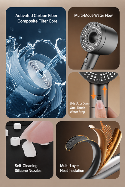 [GOLD] TurboFlow 5-Mode Filtered Showerhead with 5 Filter Cartridges