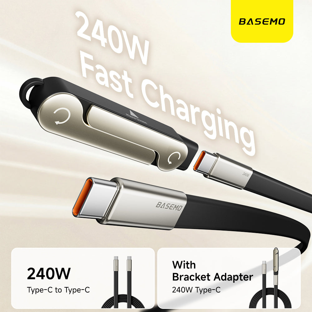 [GOLD] Basemo 2-in-1 240W Charging Cable with Hidden Phone Stand