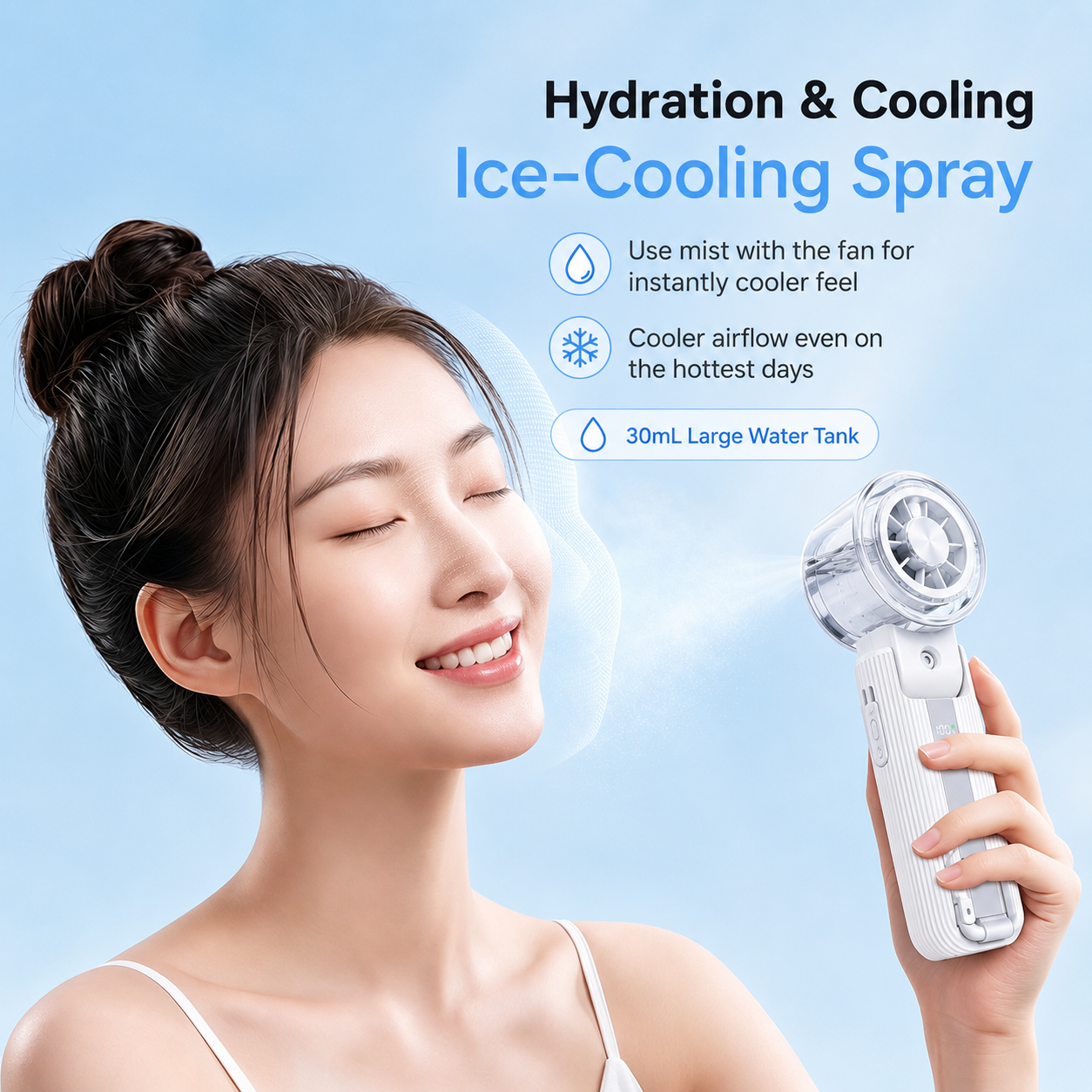 [GOLD] FrostBreeze 3-in-1 Cooling Mist Fan with Semiconductor Cooling Plate