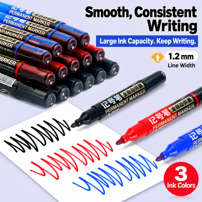 [GOLD #160.Ep446] 9-Pack Heavy-Duty Multi-Surface Permanent Markers