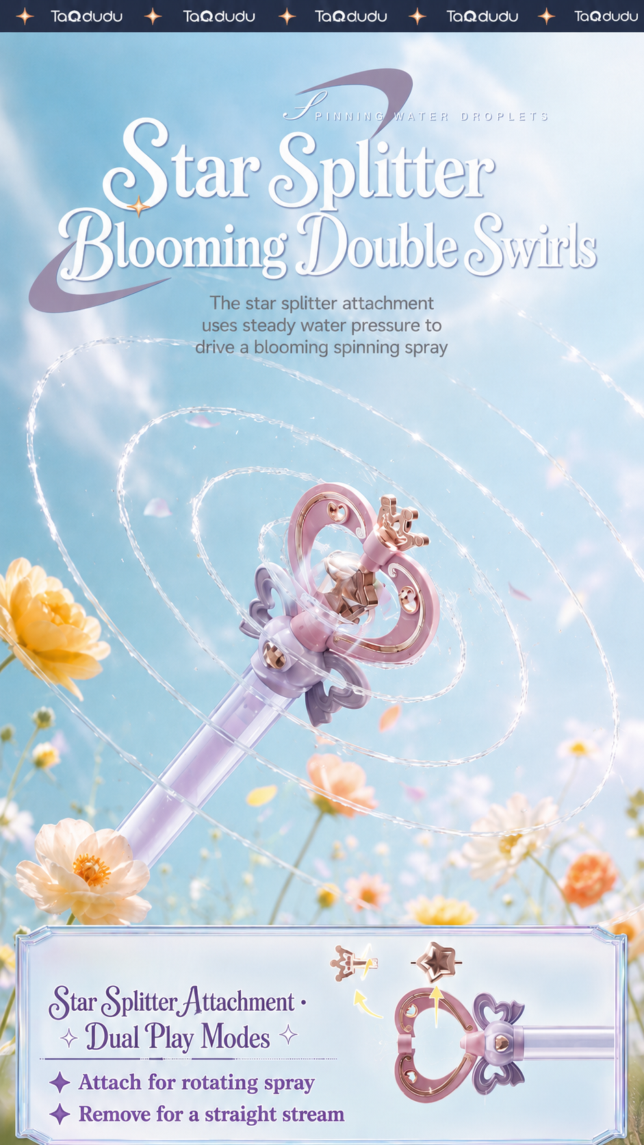 [GOLD] 2 PCs Fairy Wand Water Squirter – Spinning Spray & Straight Stream Modes
