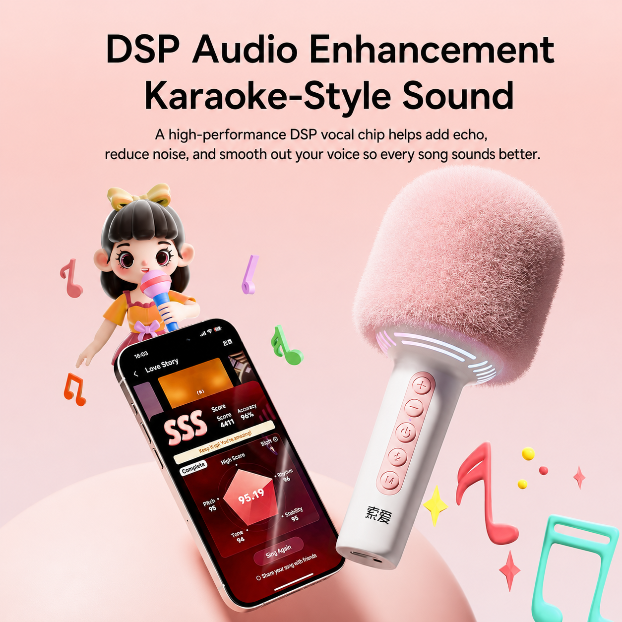 [GOLD] SOAIY All-in-One Bluetooth Karaoke Microphone with Built-In Speaker