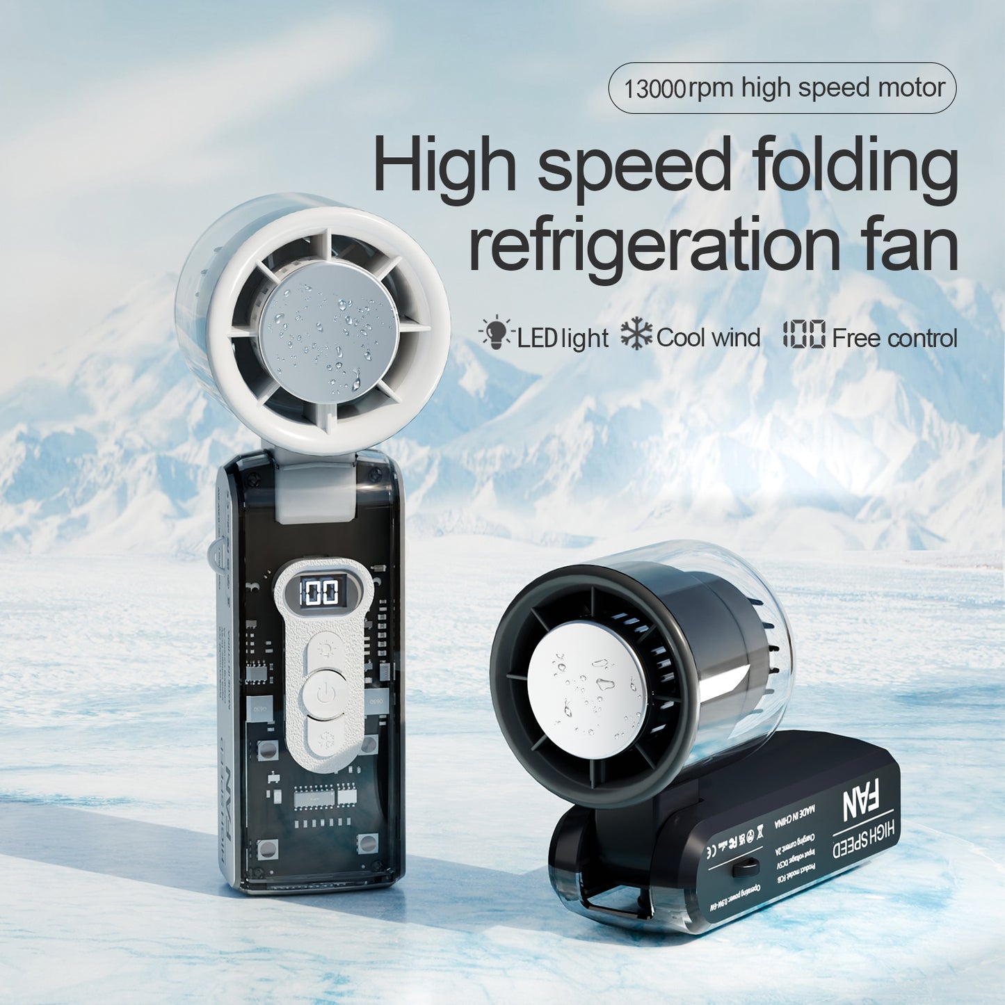 [GOLD] IceRush Turbo – Handheld Fan with Instant Cooling Plate & LED Light