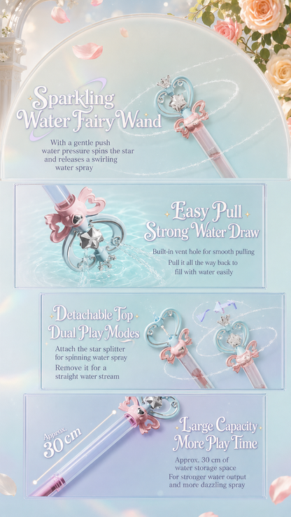 [GOLD] 2 PCs Fairy Wand Water Squirter – Spinning Spray & Straight Stream Modes