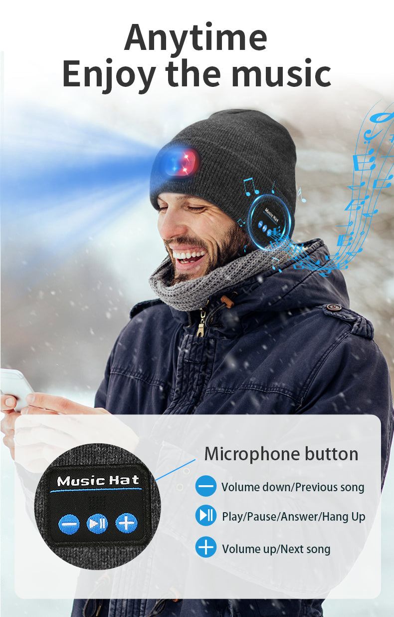 [GOLD] Smart Bluetooth Beanie with Headlamp