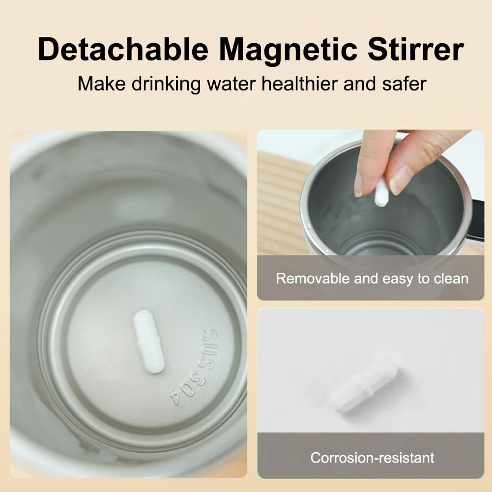[GOLD] SpinBrew Mug – Self-Stirring Magnetic Coffee Cup with Temp Display