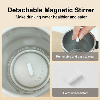 [GOLD] SpinBrew Mug – Self-Stirring Magnetic Coffee Cup with Temp Display
