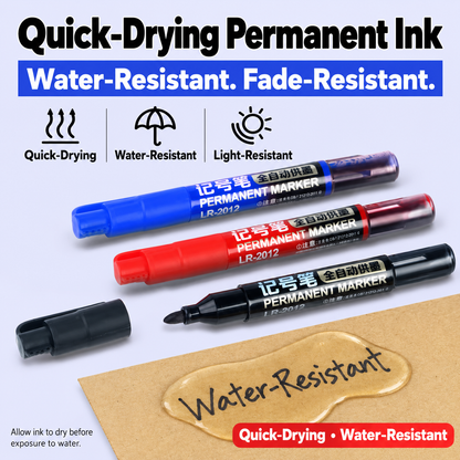 [GOLD #160.Ep446] 9-Pack Heavy-Duty Multi-Surface Permanent Markers