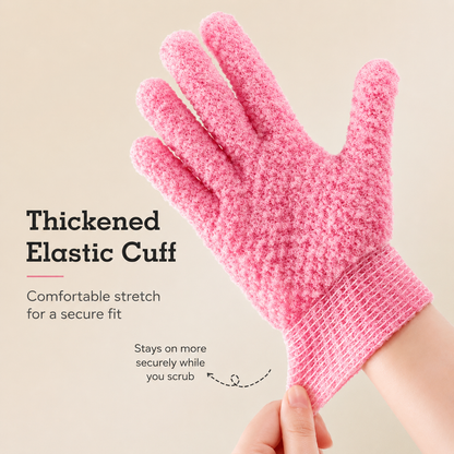 [GOLD] 2 Pairs PureScrub 3D Textured Five-Finger Exfoliating Bath Glove
