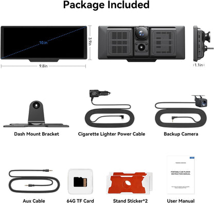 [GOLD] Carvera Smart 10.26" CarPlay & 4K Dual-Dash Cam System