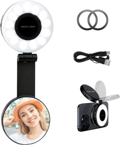 [GOLD] SnapLite Pro – CRI 95+ Magnetic 3-in-1 Selfie Light with Mirror