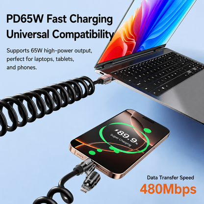 [GOLD #154-Ep.438] 4-in-1 240W Self-Coiling 6.6 ft Fast Charging & Data Cable