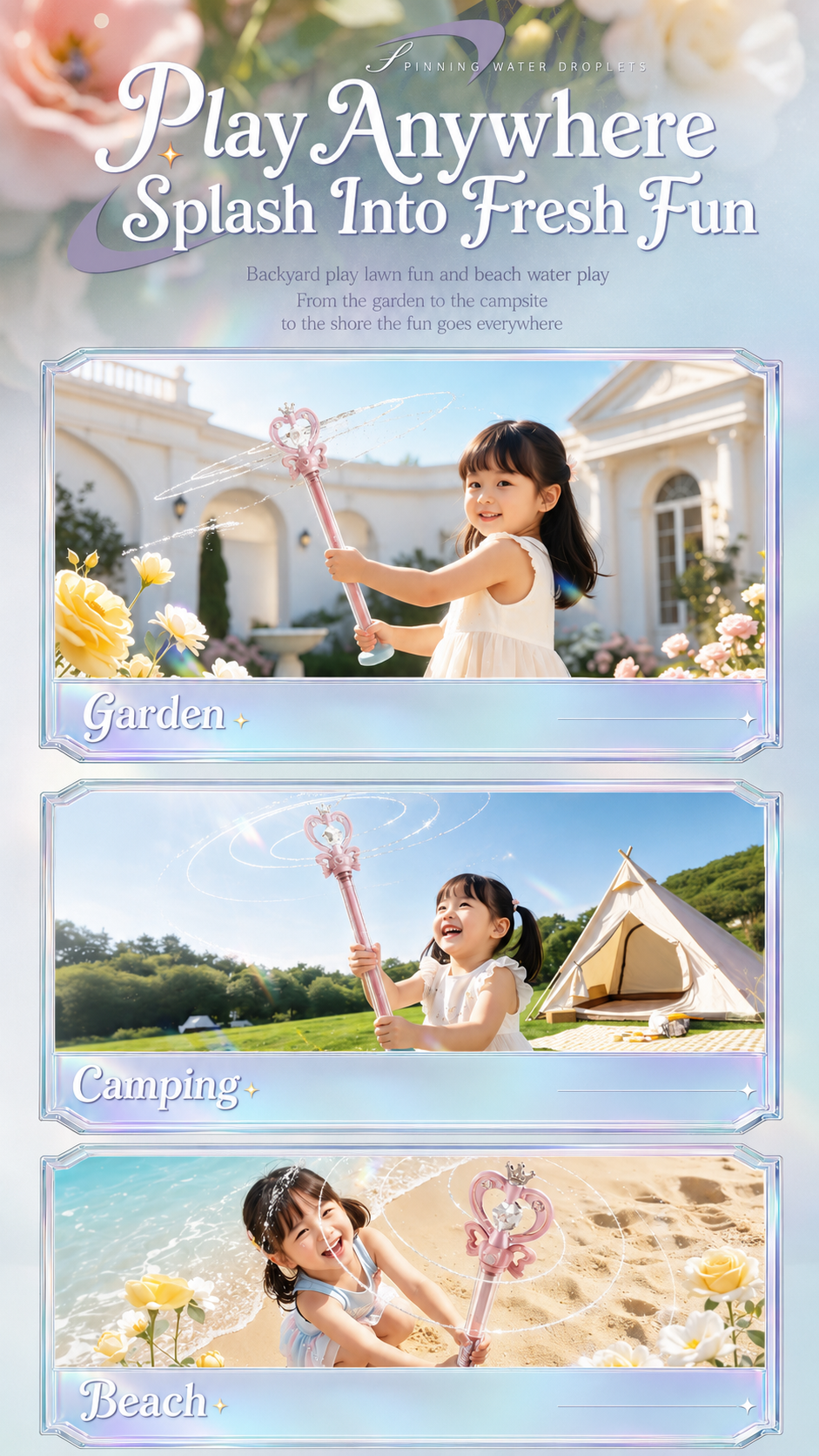 [GOLD] 2 PCs Fairy Wand Water Squirter – Spinning Spray & Straight Stream Modes