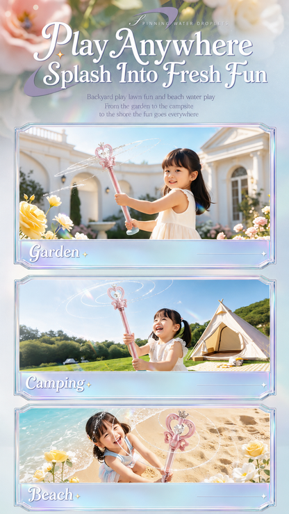 [GOLD] 2 PCs Fairy Wand Water Squirter – Spinning Spray & Straight Stream Modes