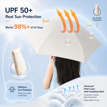 [GOLD] Ultra-Slim Mini Sun & Rain Umbrella – UPF 50+