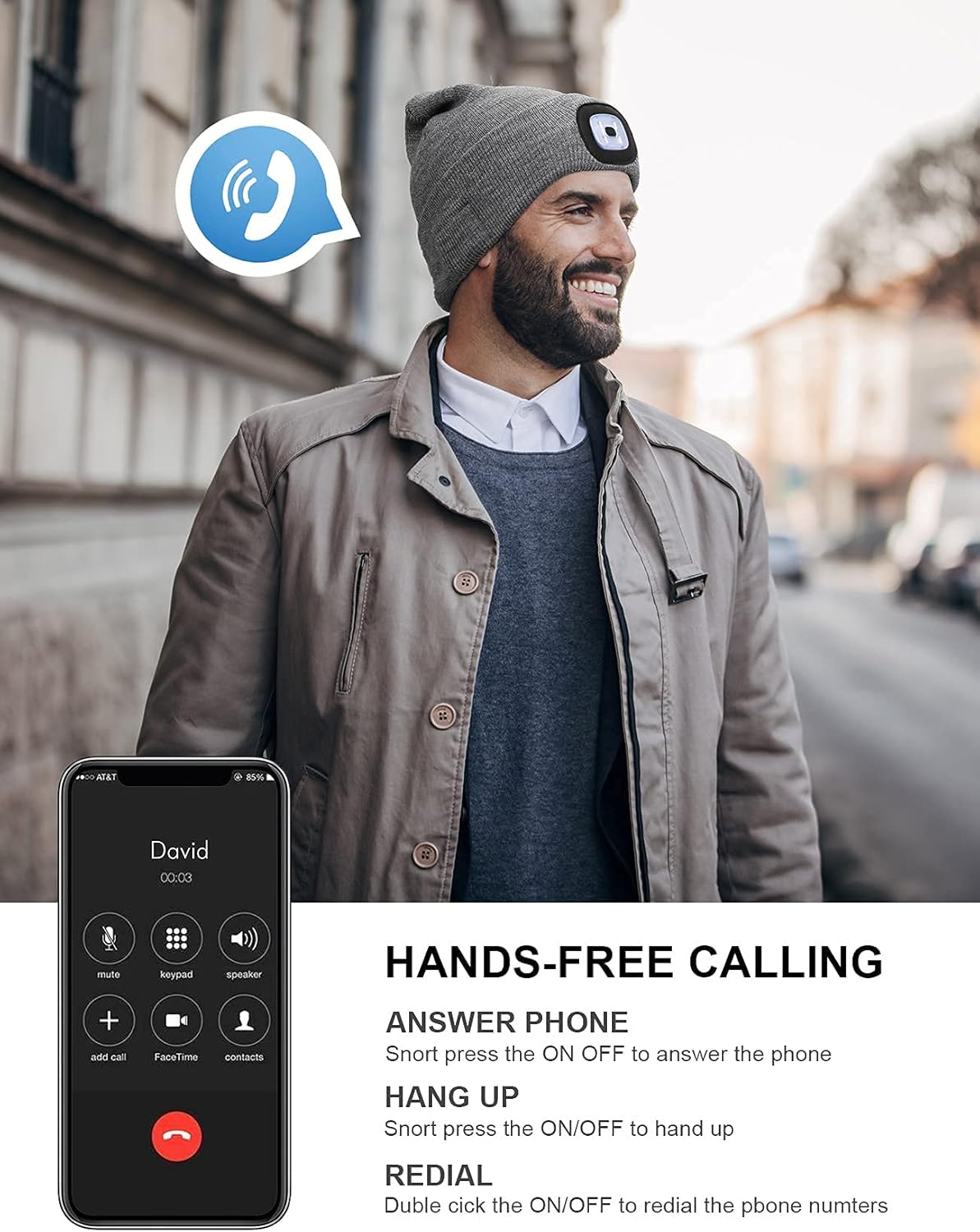 [GOLD] Smart Bluetooth Beanie with Headlamp