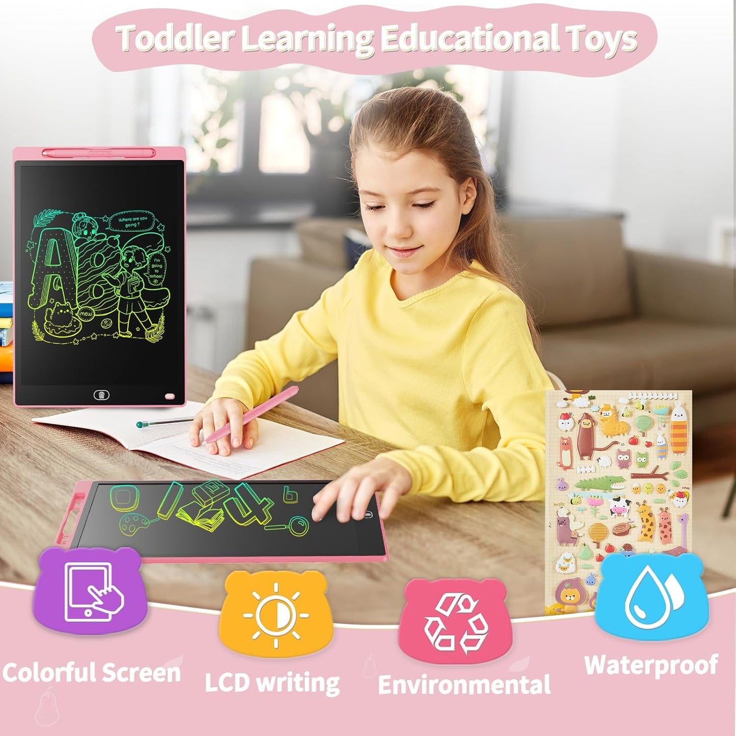 [GOLD] 3-Pack Reusable LCD Drawing Board for Kids – Paper-Free Doodle Tablets