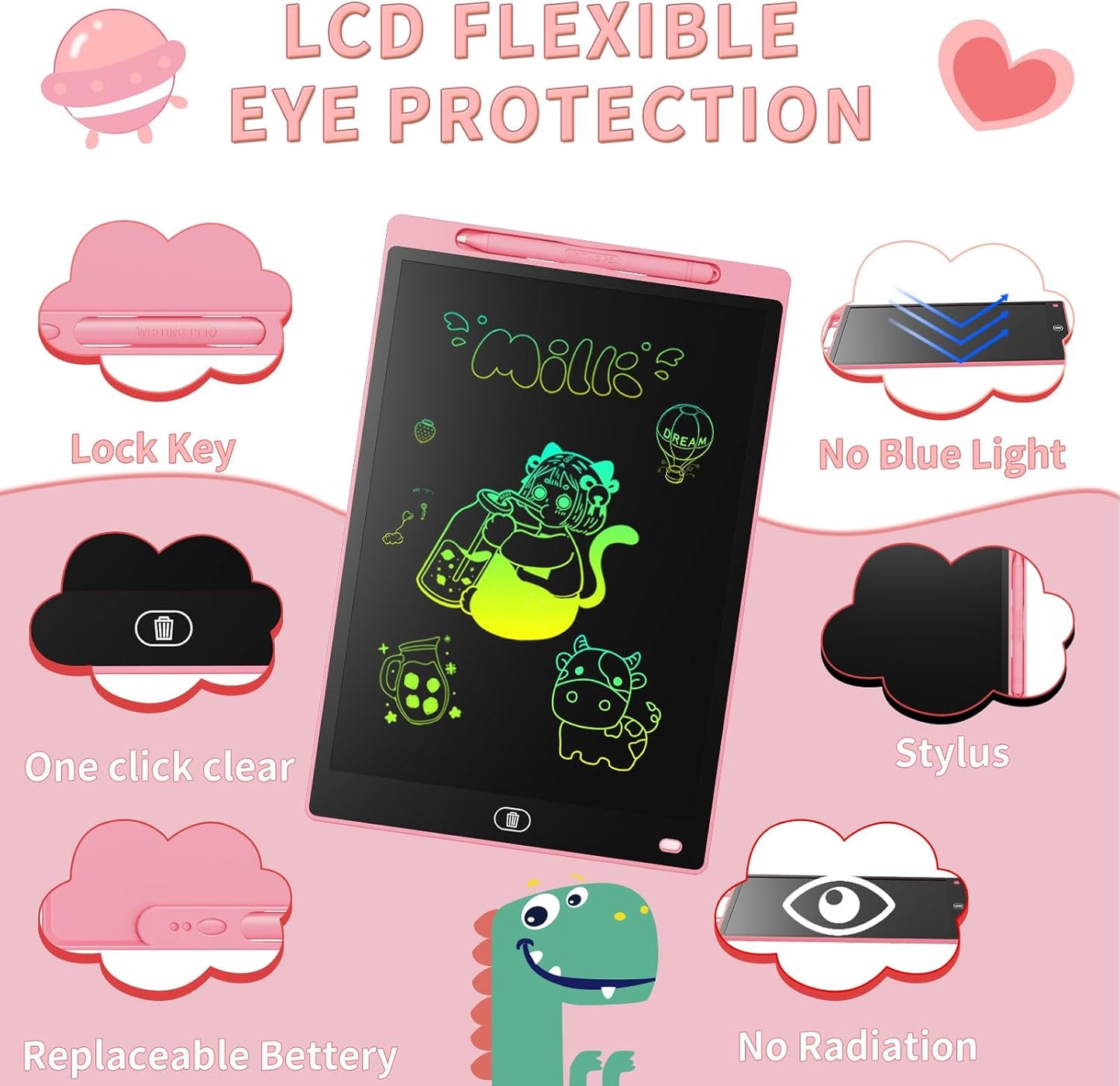 [GOLD] 3-Pack Reusable LCD Drawing Board for Kids – Paper-Free Doodle Tablets