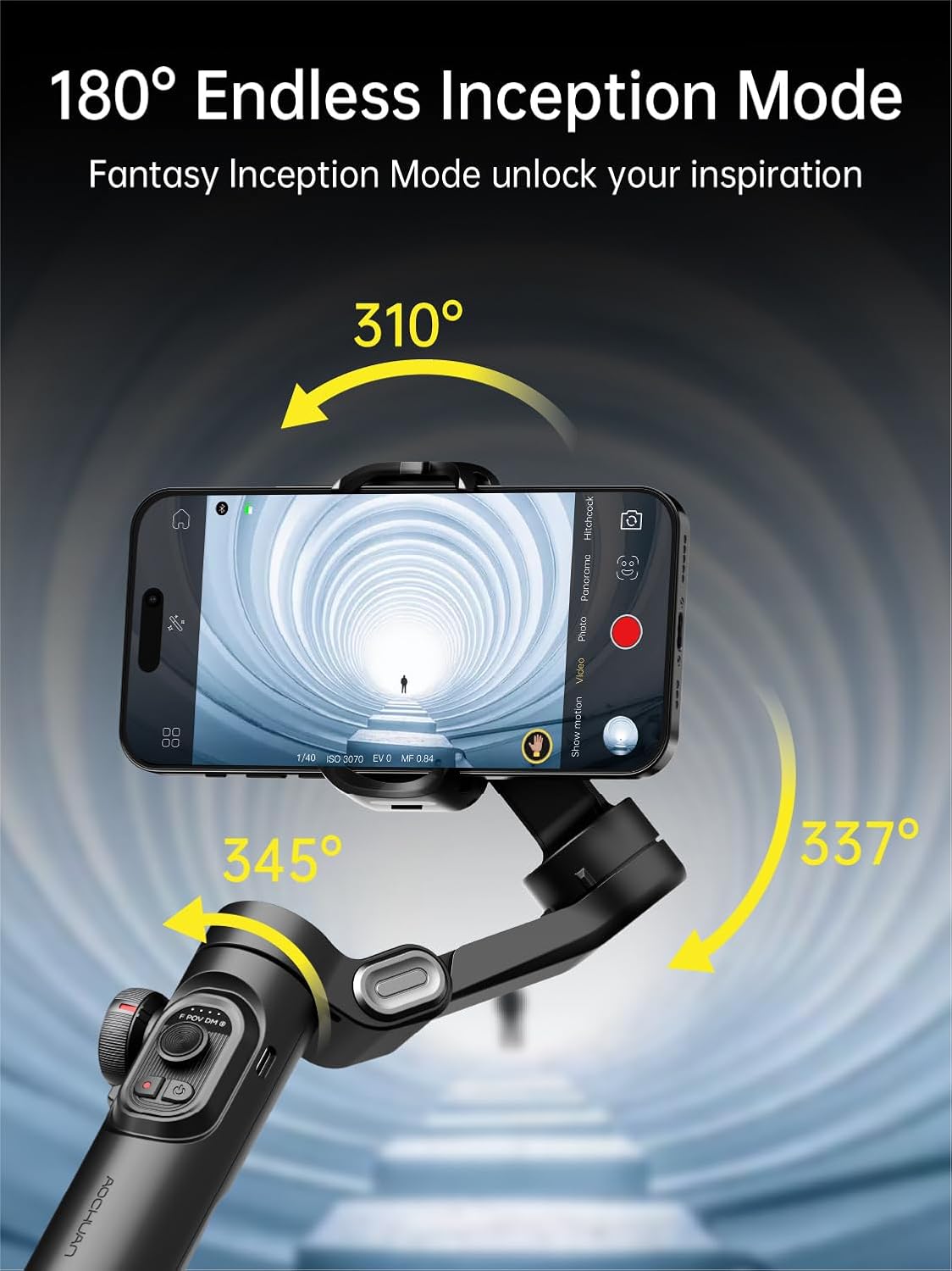 [GOLD] AOCHUAN Smart XE – 3-Axis Foldable Smartphone Gimbal with Gesture Control, Joystick, and AI Face Tracking