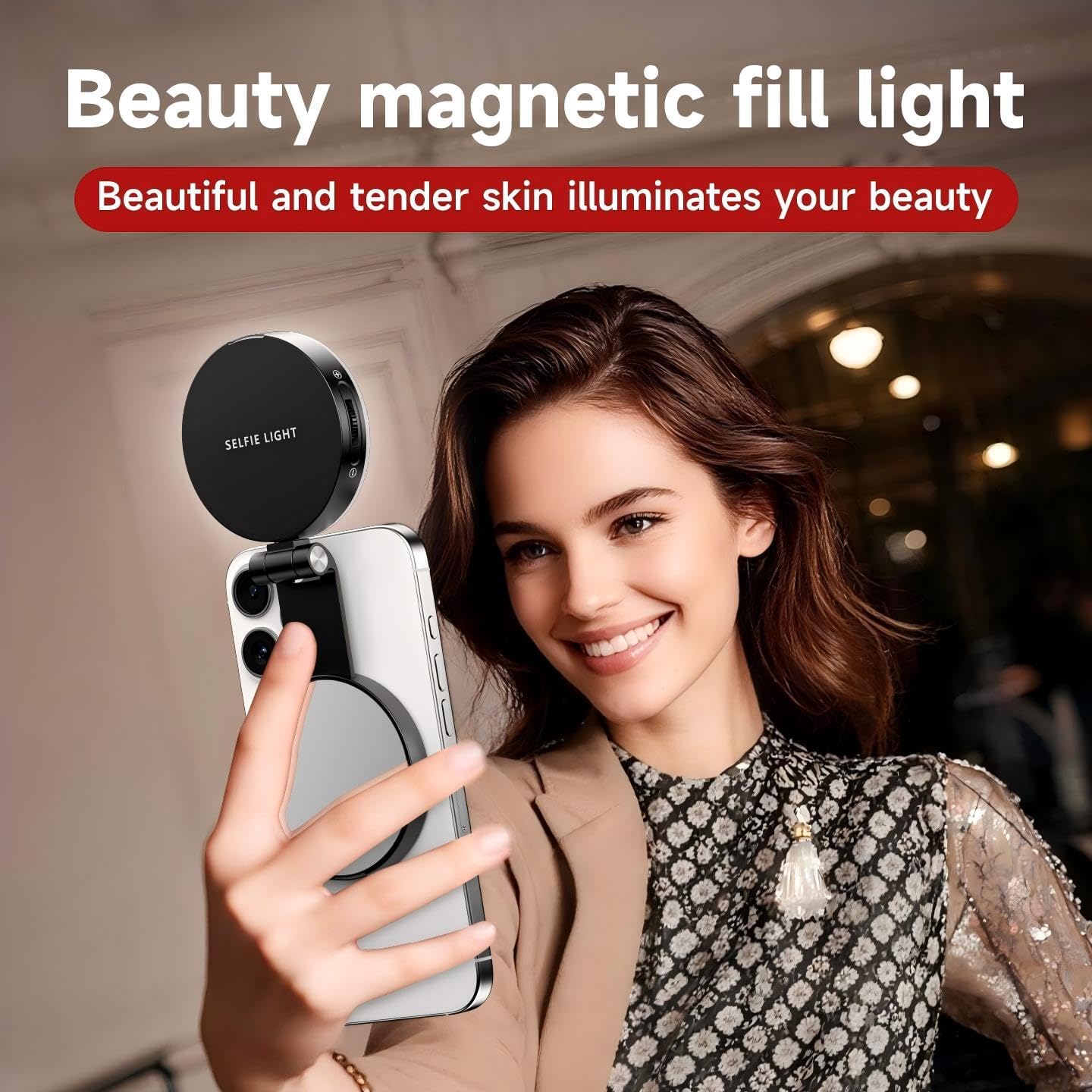[GOLD] SnapLite Pro – CRI 95+ Magnetic 3-in-1 Selfie Light with Mirror