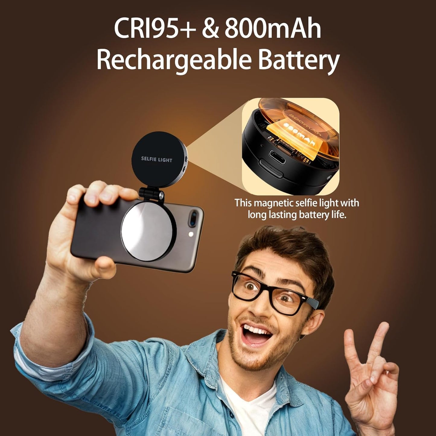 [GOLD] SnapLite Pro – CRI 95+ Magnetic 3-in-1 Selfie Light with Mirror