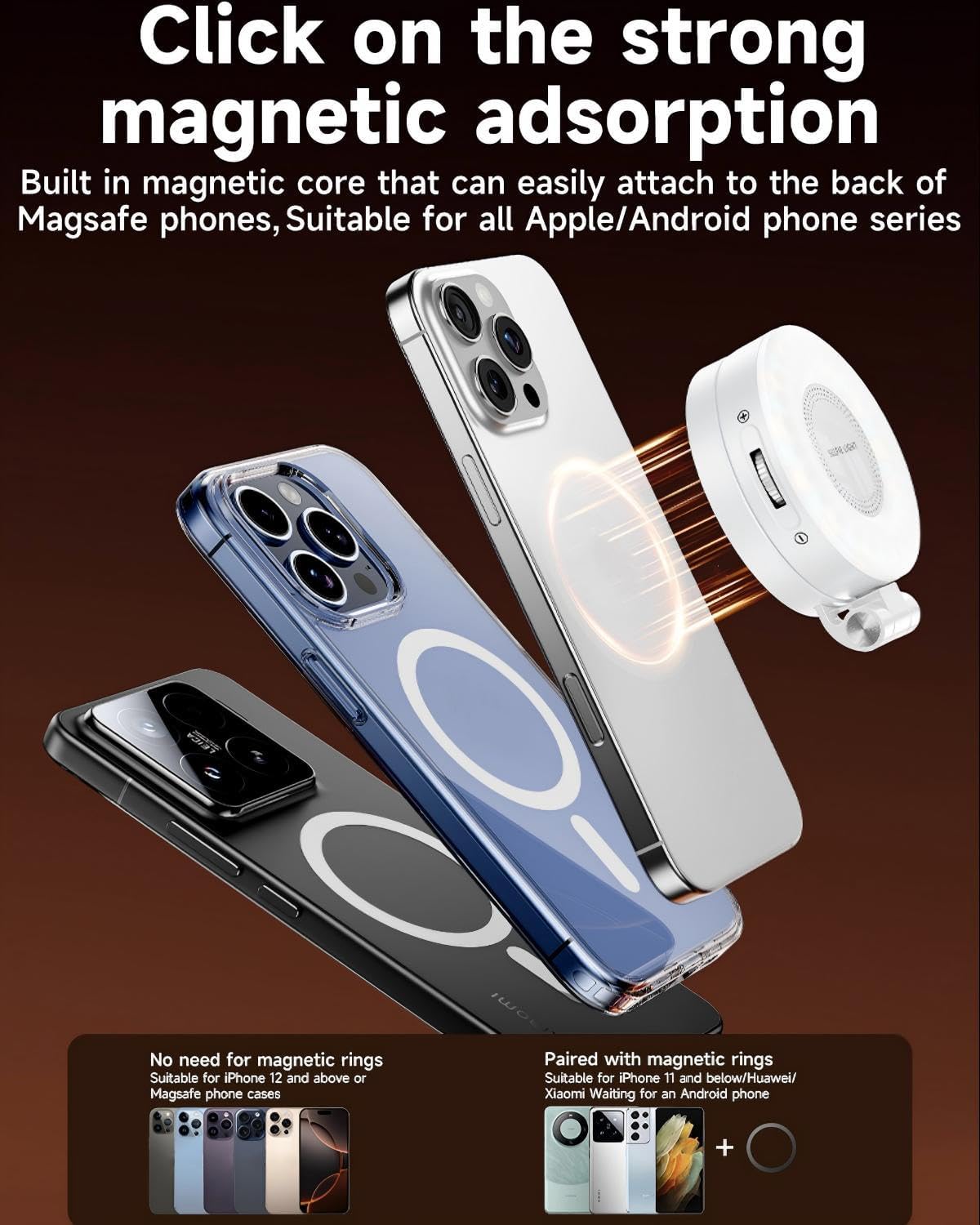 [GOLD] SnapLite Pro – CRI 95+ Magnetic 3-in-1 Selfie Light with Mirror