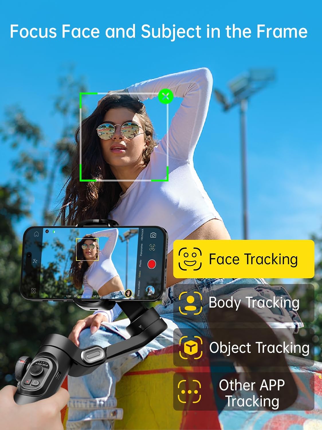 [GOLD] AOCHUAN Smart XE – 3-Axis Foldable Smartphone Gimbal with Gesture Control, Joystick, and AI Face Tracking