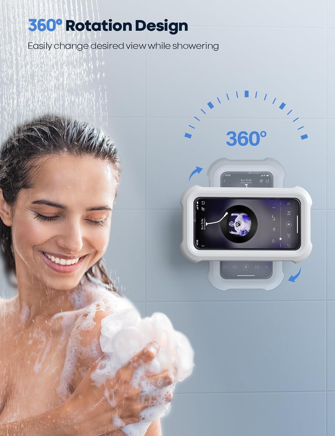 [GOLD] Waterproof 480° Shower Phone Holder – Wall & Bathtub Mount