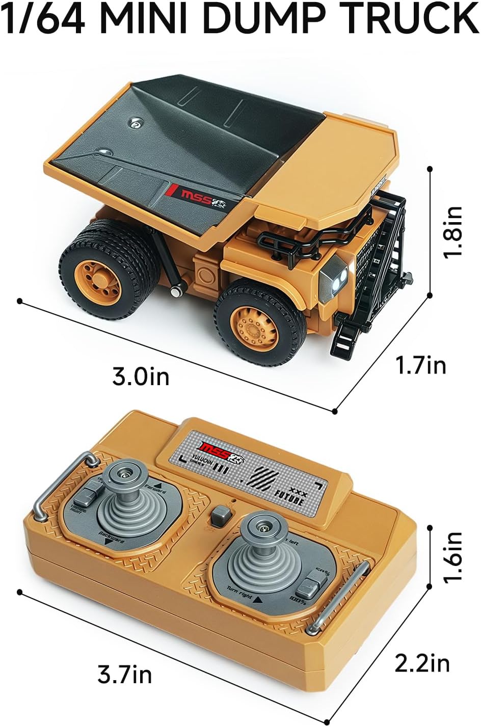 [GOLD] MicroCrew™ Mini RC Construction Series – Pocket Dump Truck, Excavator & Forklift Set