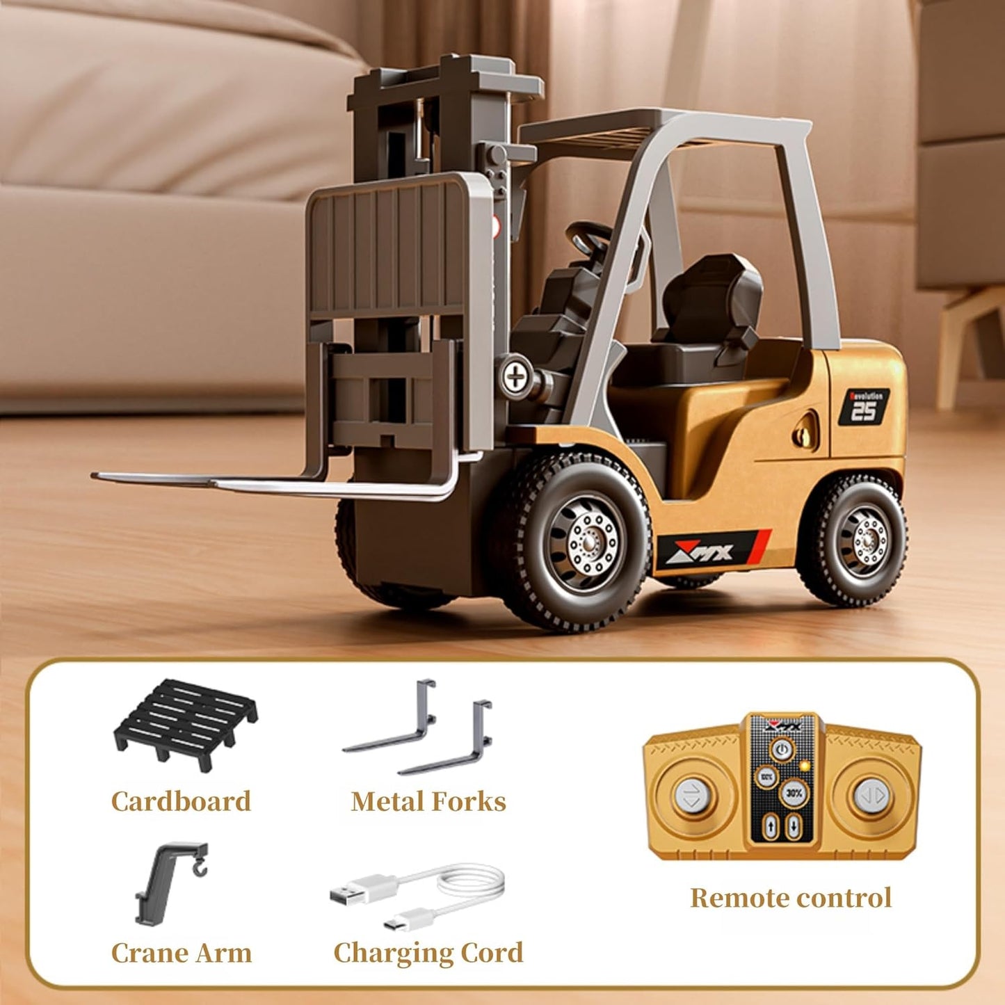 [GOLD] MicroCrew™ Mini RC Construction Series – Pocket Dump Truck, Excavator & Forklift Set