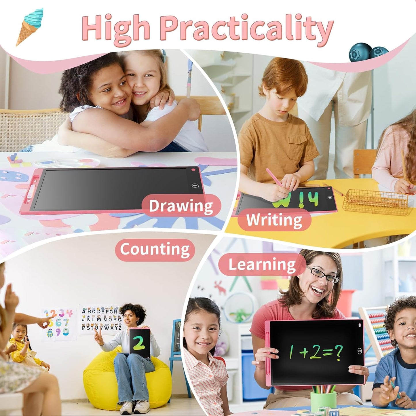 [GOLD] 3-Pack Reusable LCD Drawing Board for Kids – Paper-Free Doodle Tablets