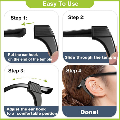 [GOLD] 10-Pack GripLock Comfort Ear Hooks — Anti-Slip Silicone Eyeglass Grips