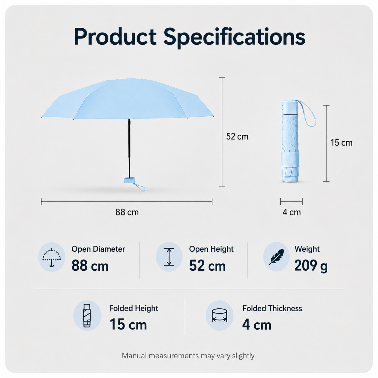 [GOLD] Ultra-Slim Mini Sun & Rain Umbrella – UPF 50+