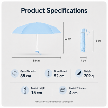 [GOLD] Ultra-Slim Mini Sun & Rain Umbrella – UPF 50+