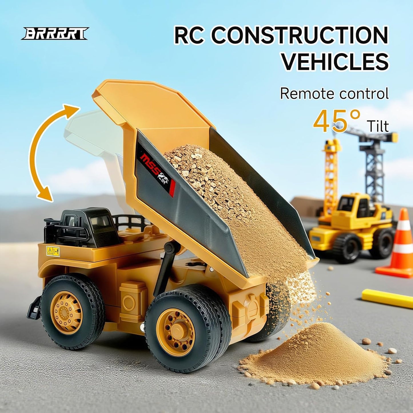[GOLD] MicroCrew™ Mini RC Construction Series – Pocket Dump Truck, Excavator & Forklift Set