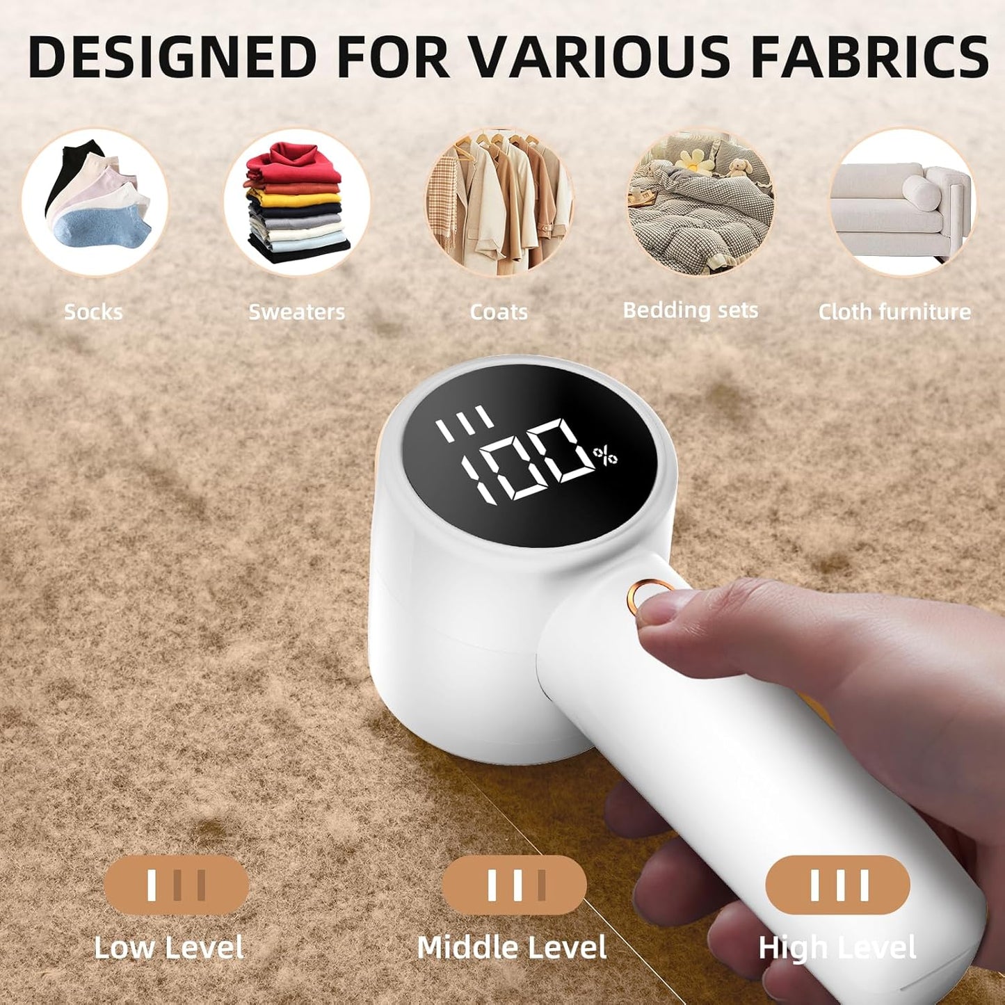 [GOLD] ReNewa – Rechargeable Fabric Shaver with LED Display