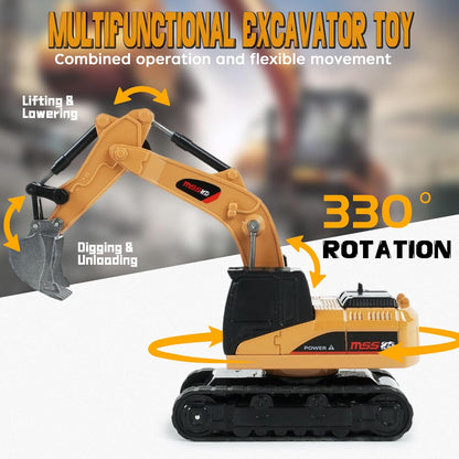 [GOLD] MicroCrew™ Mini RC Construction Series – Pocket Dump Truck, Excavator & Forklift Set