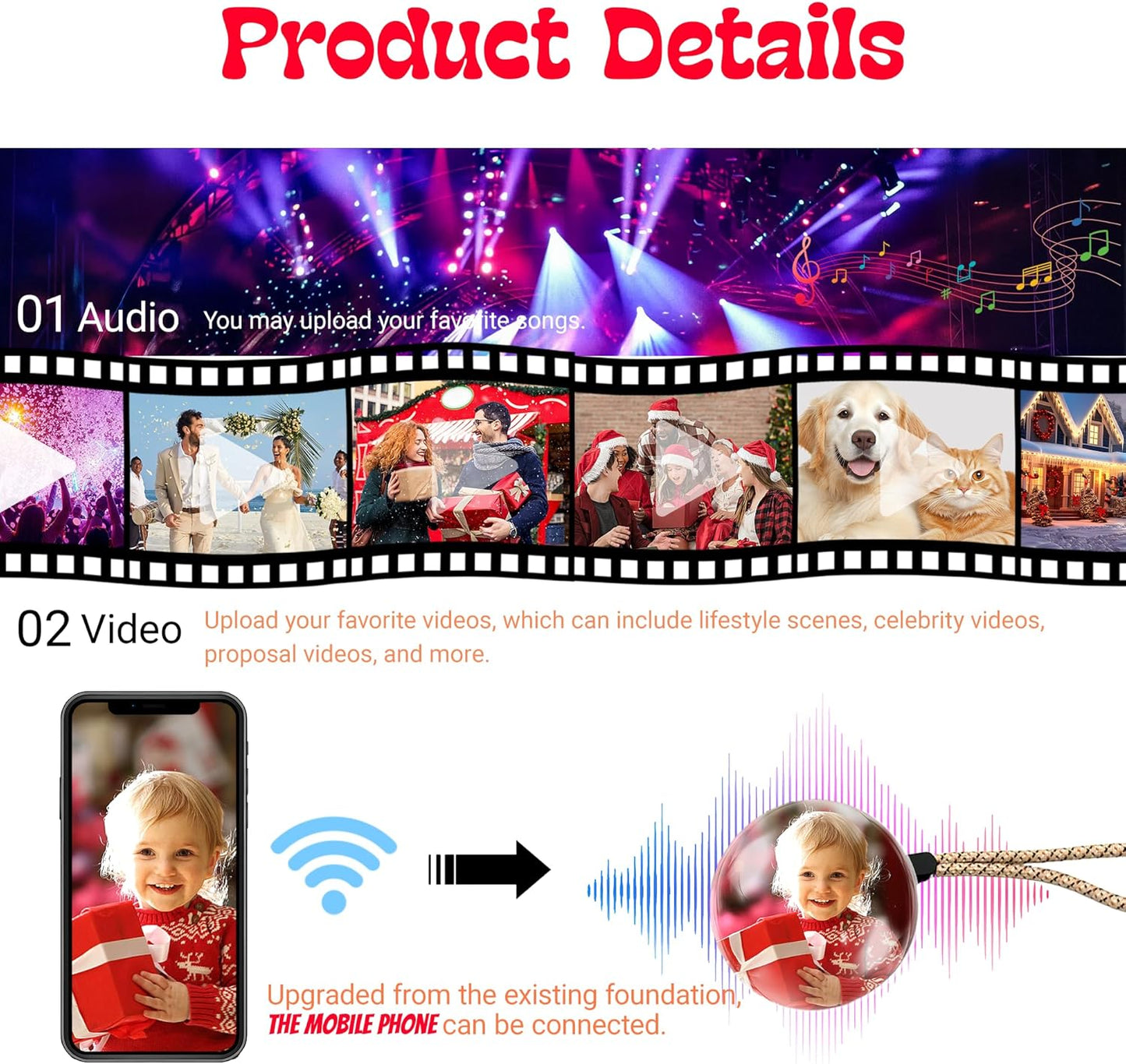 [GOLD] LumiOrb WiFi Crystal Ball – 3D Video & Photo Memory Sphere