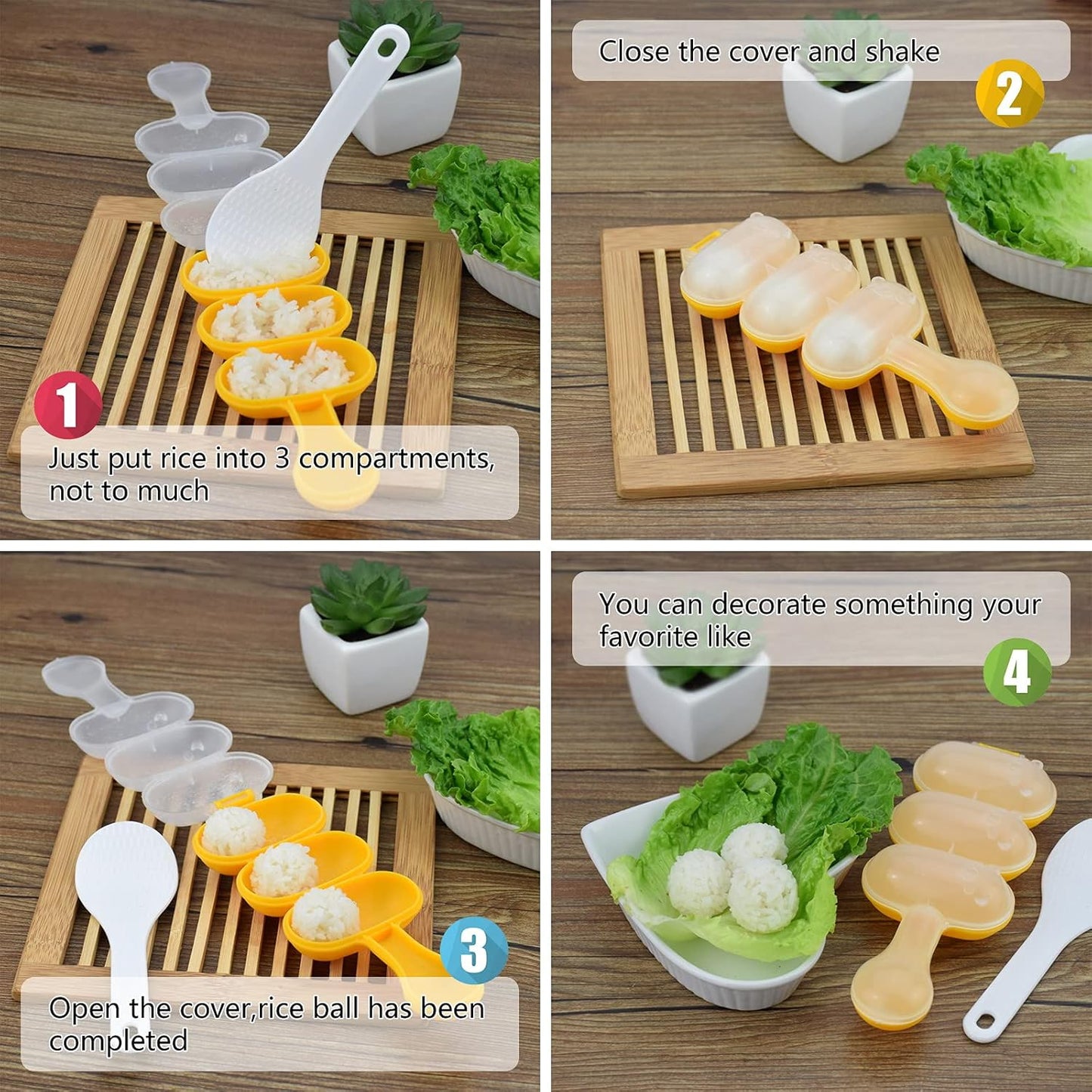 [GOLD] 2 pcs Rice Ball Shaker Set – Easy DIY Rice Ball Maker